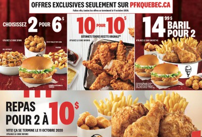 KFC Canada Mailer Coupons (Quebec), until October 11, 2020