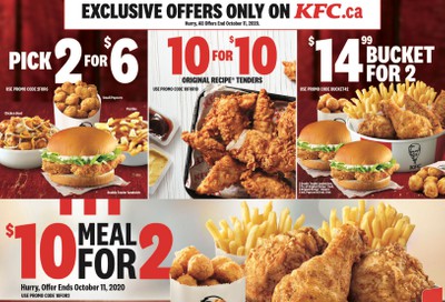 KFC Canada Mailer Coupons (Saskatchewan), until October 11, 2020