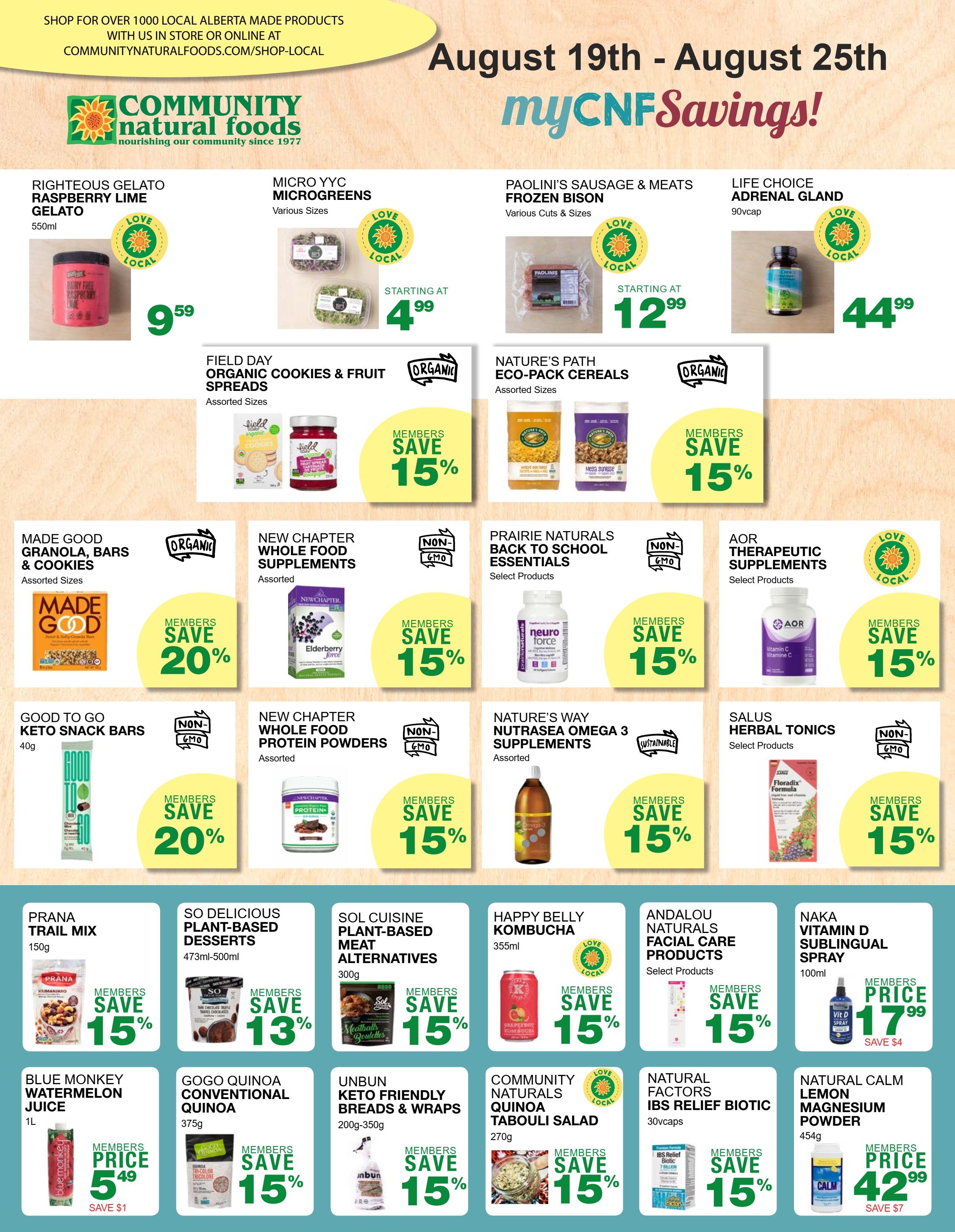 Community Natural Foods Flyer August 19 to 25