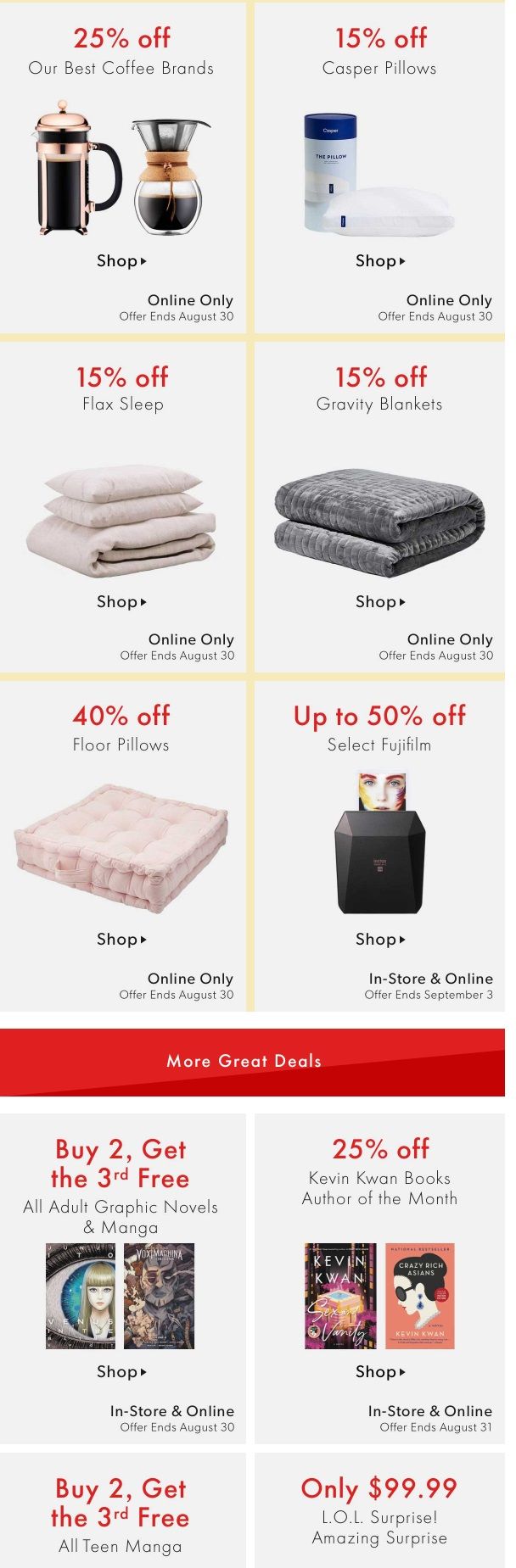 Chapters Indigo Online Deals of the Week August 24 to 30