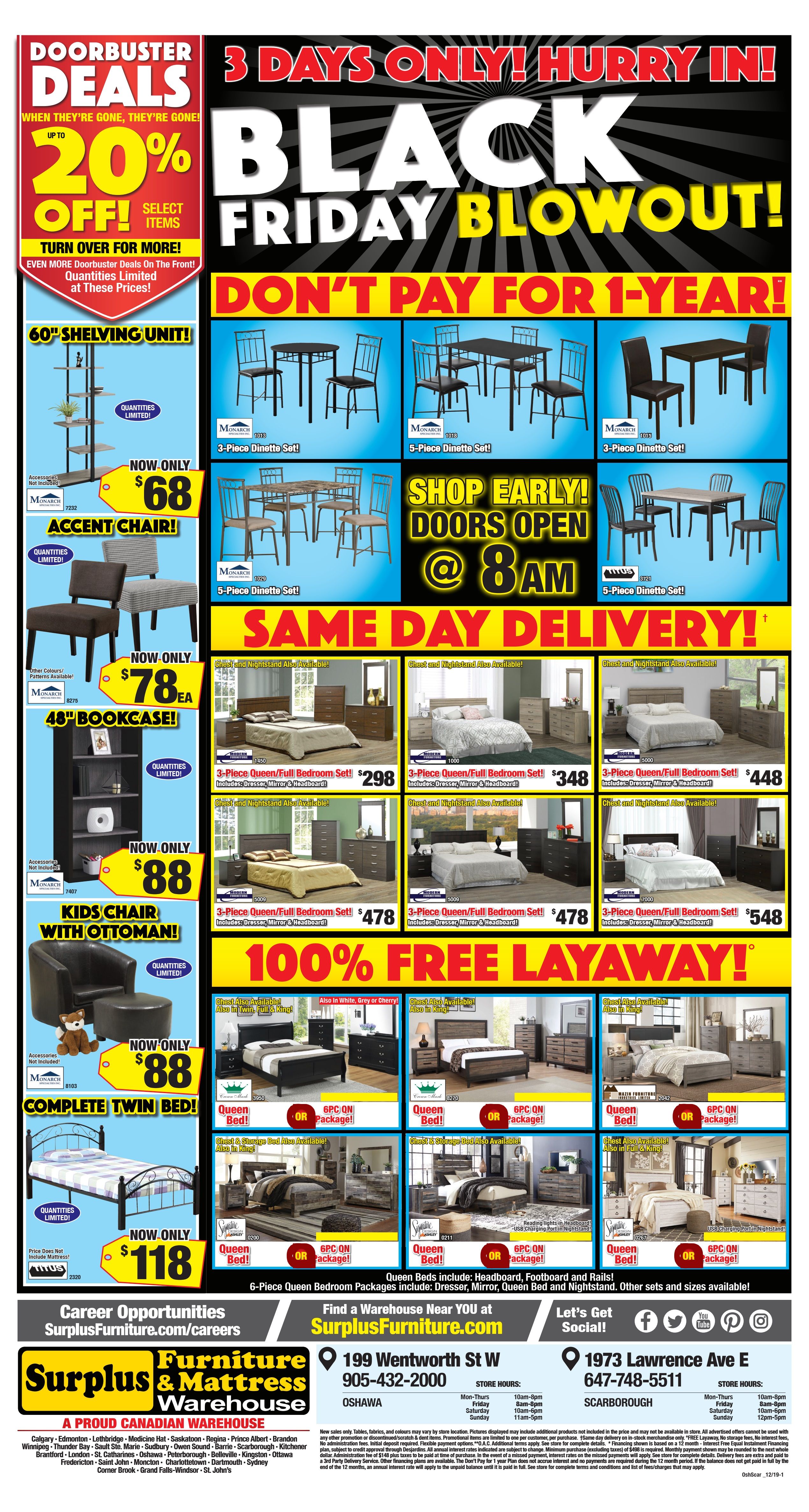 Surplus Furniture & Mattress Warehouse (Oshawa) Black Friday Flyer November 26 to December 2