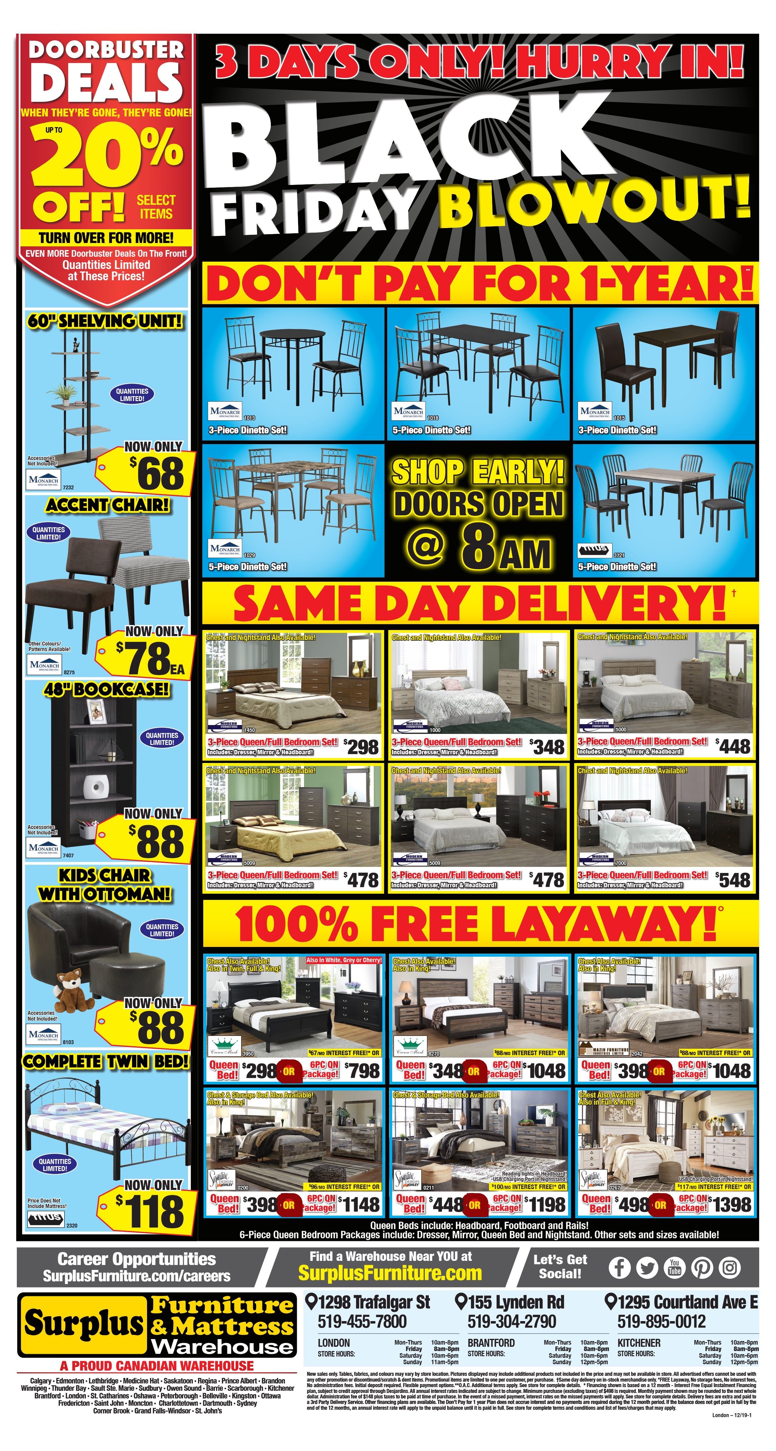 Surplus Furniture & Mattress Warehouse (London) Black Friday Flyer November 26 to December 2