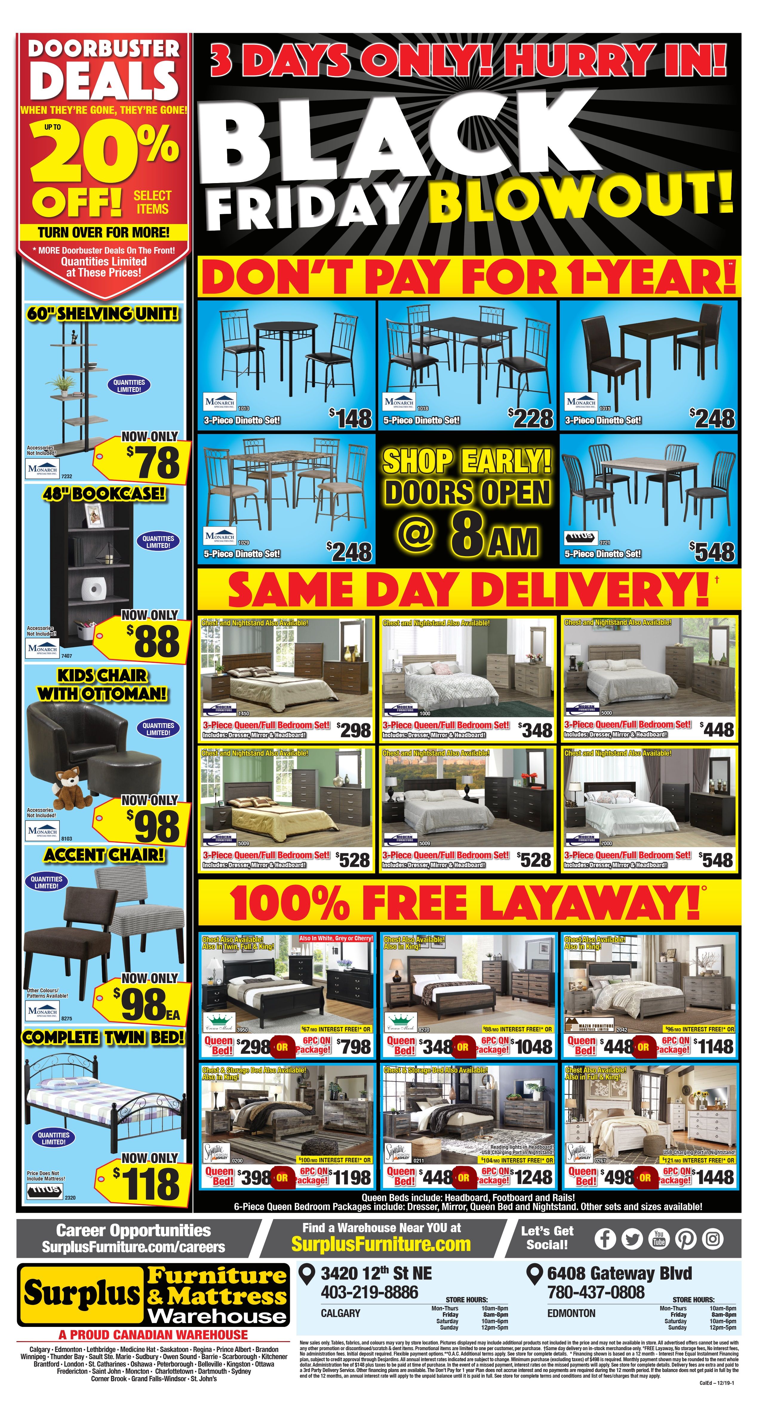 Surplus Furniture & Mattress Warehouse (Edmonton) Black Friday Flyer November 26 to December 2
