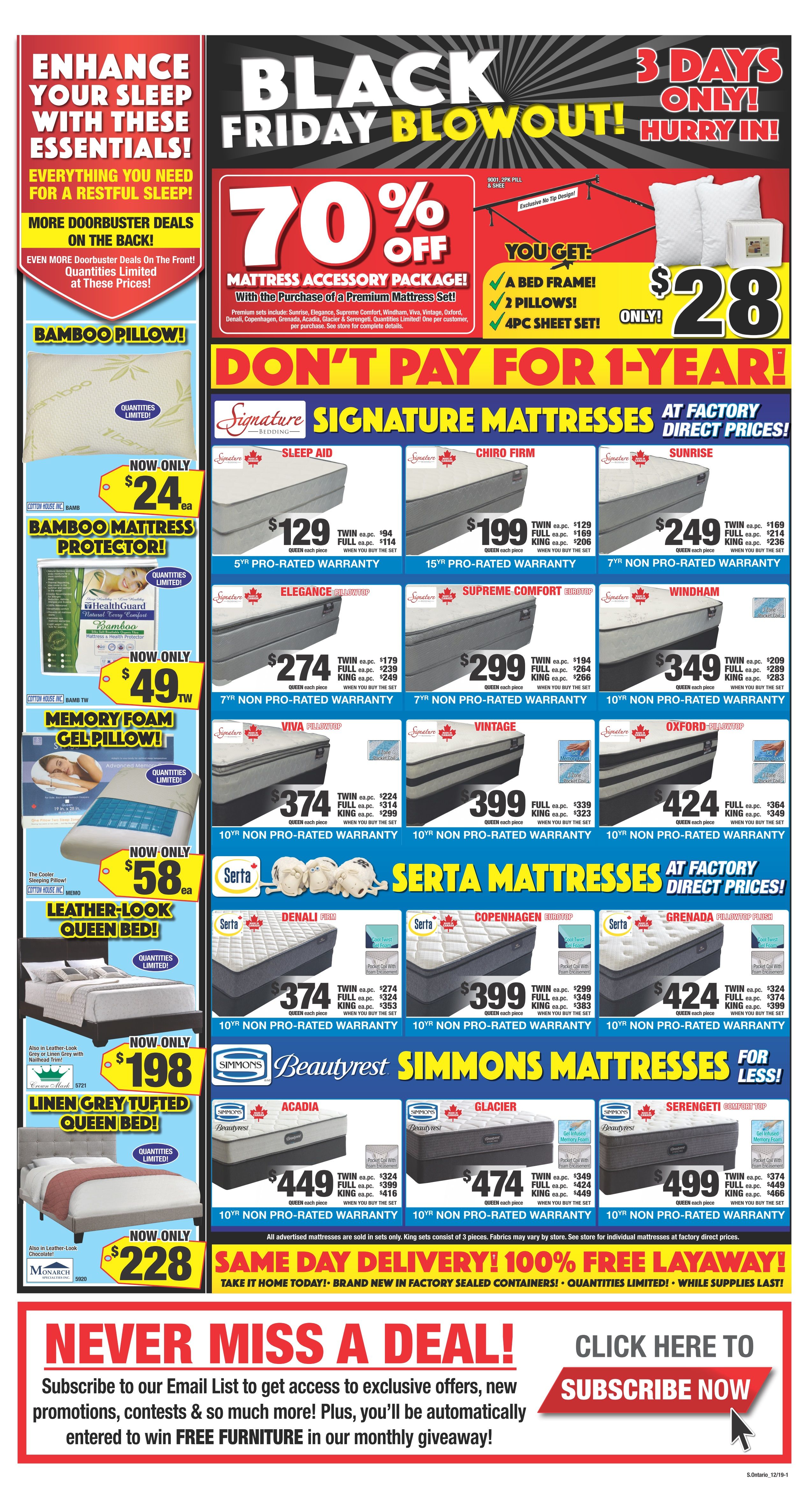 Surplus Furniture & Mattress Warehouse (Brantford) Black Friday Flyer November 26 to December 2
