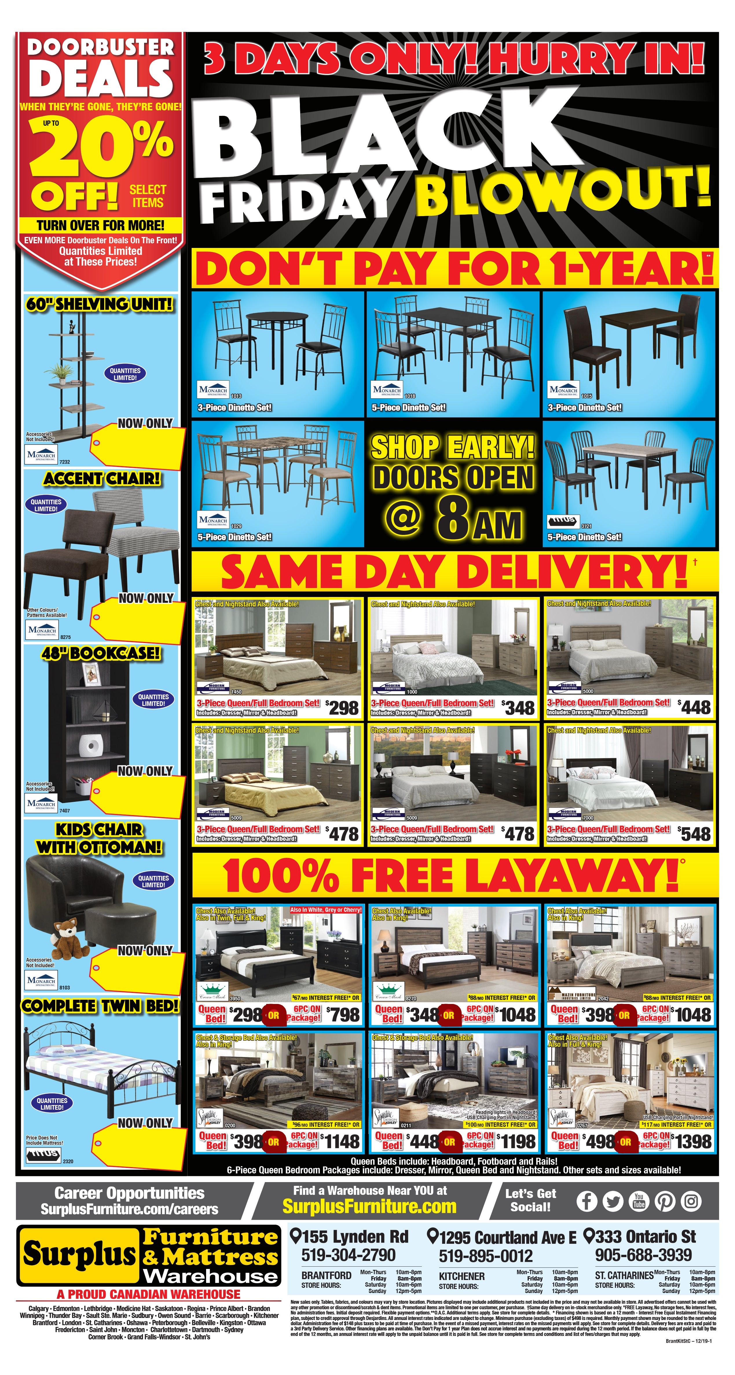 Surplus Furniture & Mattress Warehouse (Brantford) Black Friday Flyer November 26 to December 2