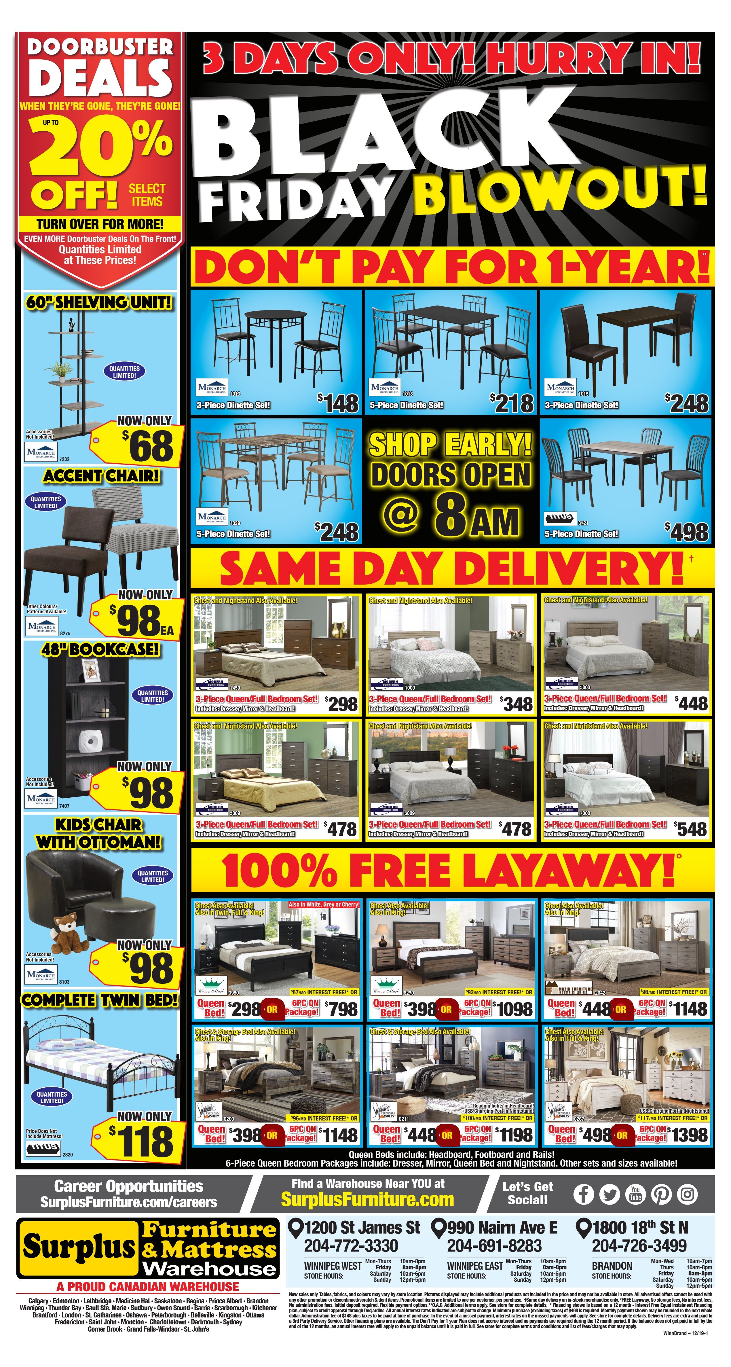 Surplus Furniture & Mattress Warehouse (Brandon) Black Friday Flyer November 26 to December 2
