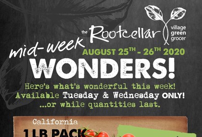 The Root Cellar Mid-Week Flyer August 25 and 26