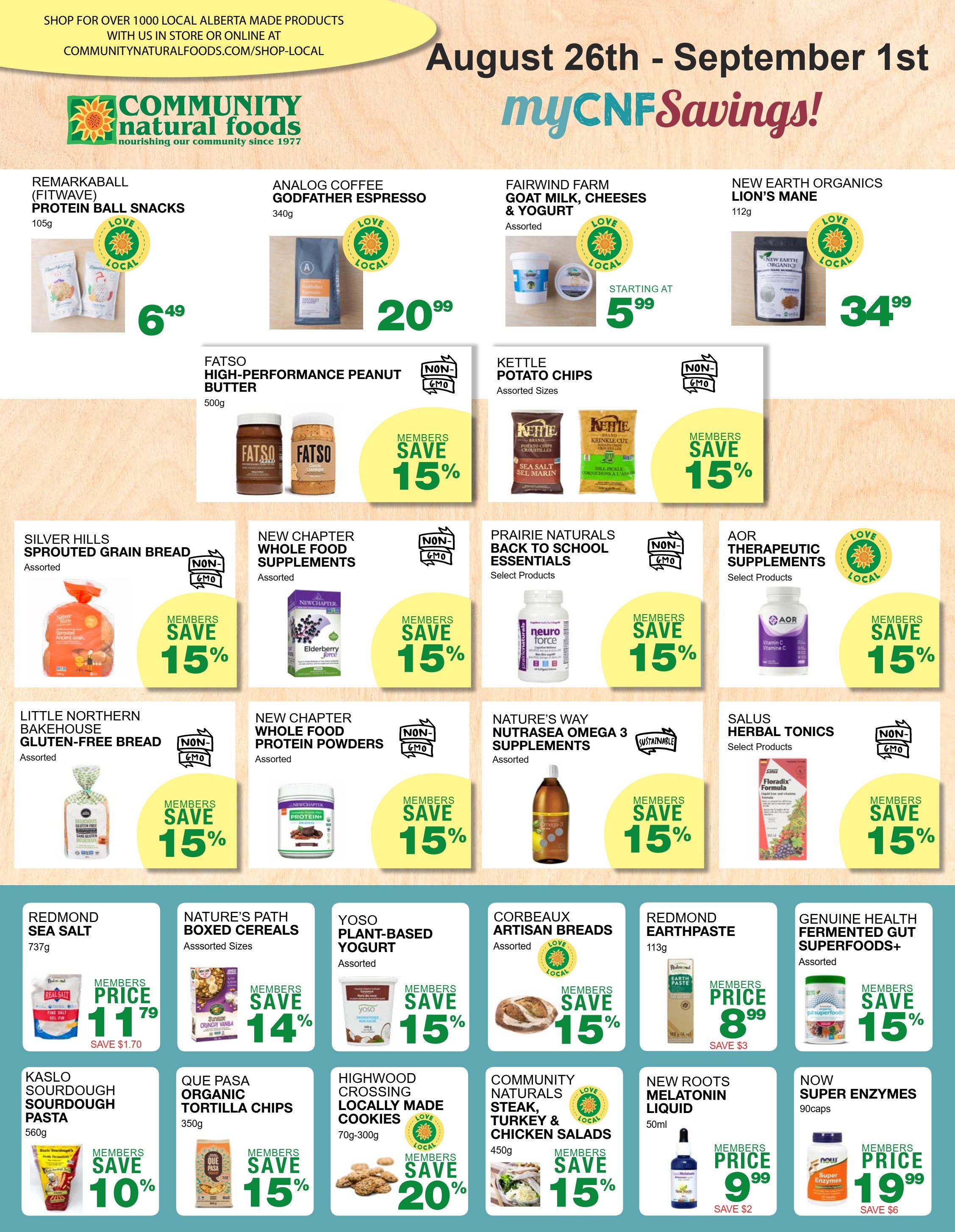 Community Natural Foods Flyer August 26 to September 1