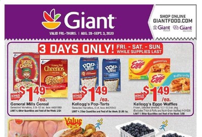 Giant Food Weekly Ad August 28 to September 3