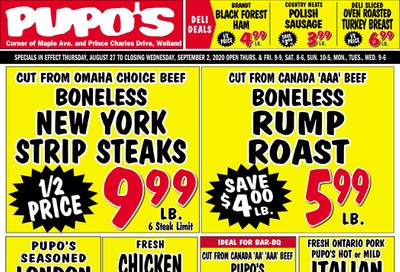 Pupo's Food Market Flyer August 27 to September 2