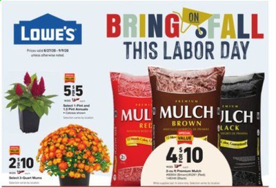 Lowe's Weekly Ad August 27 to September 9