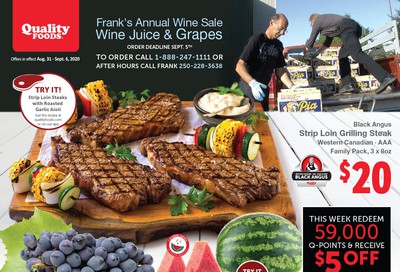 Quality Foods Flyer August 31 to September 6