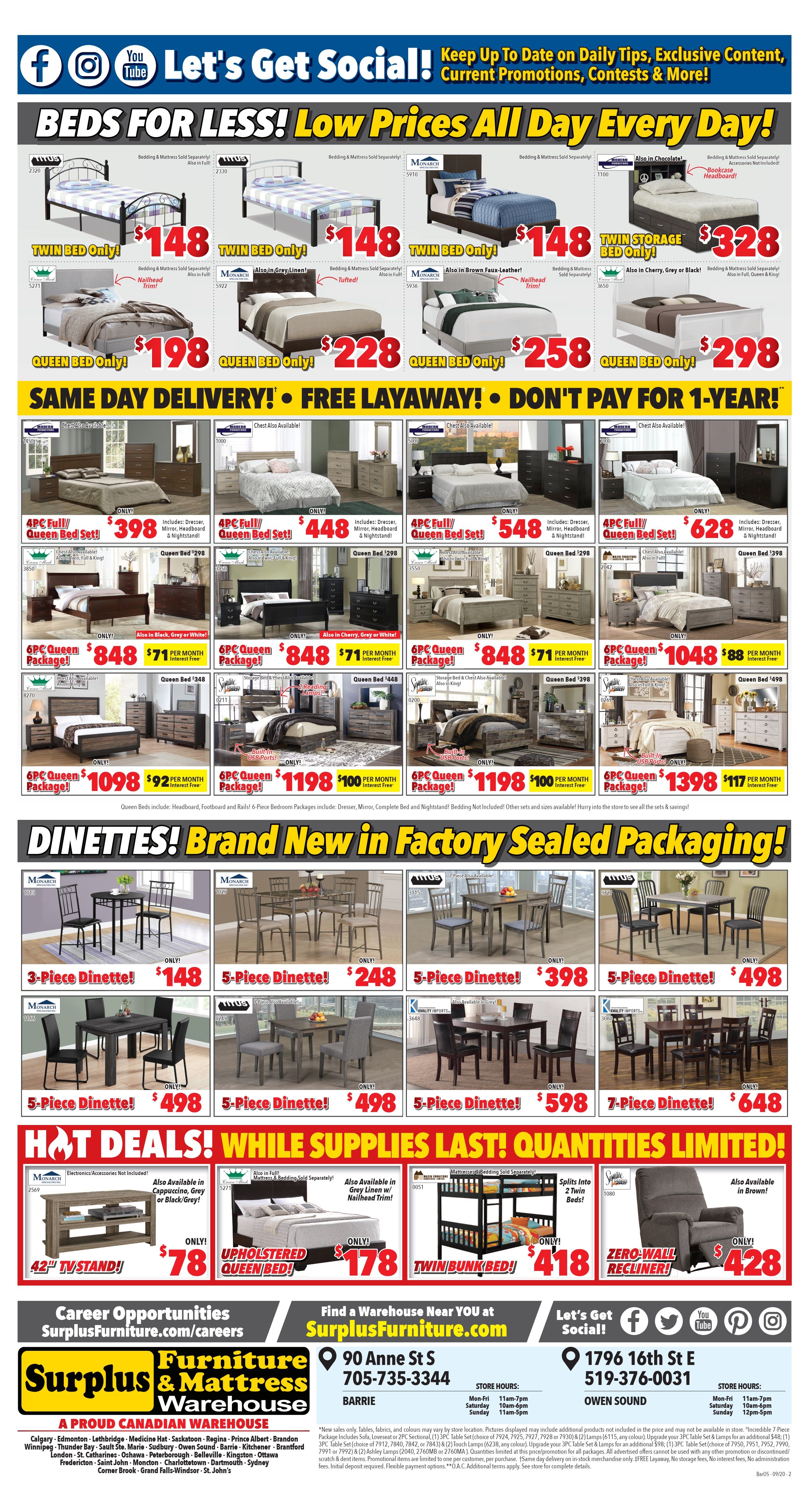 Surplus Furniture & Mattress Warehouse (Owen Sound) Flyer September 1 to 14