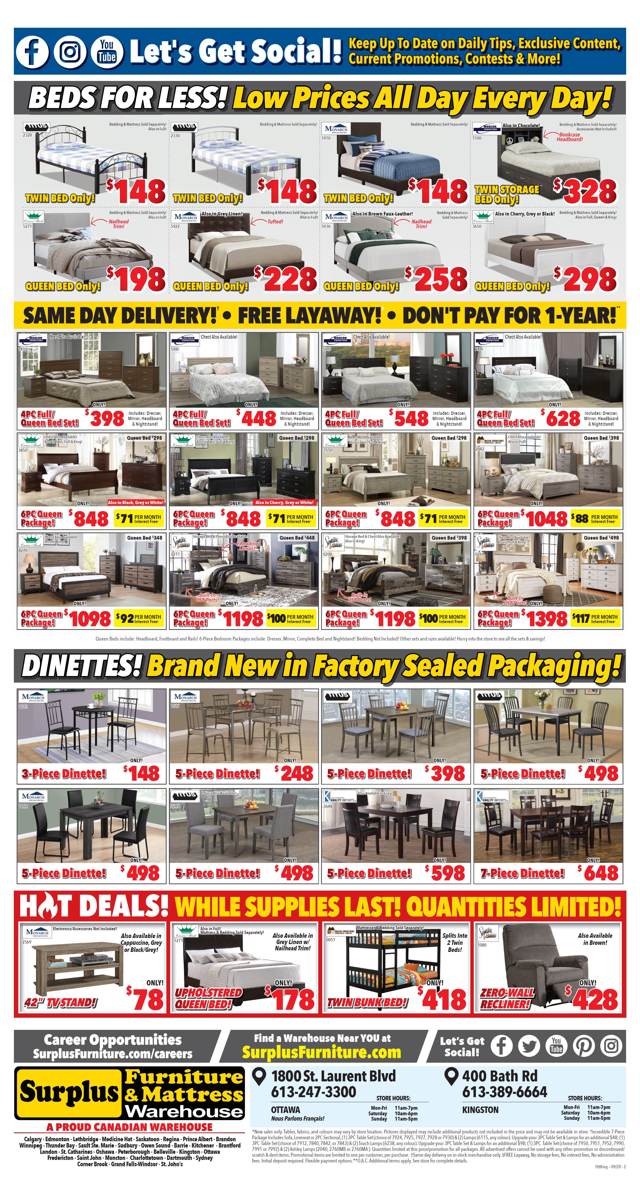 Surplus Furniture & Mattress Warehouse (Ottawa) Flyer September 1 to 14