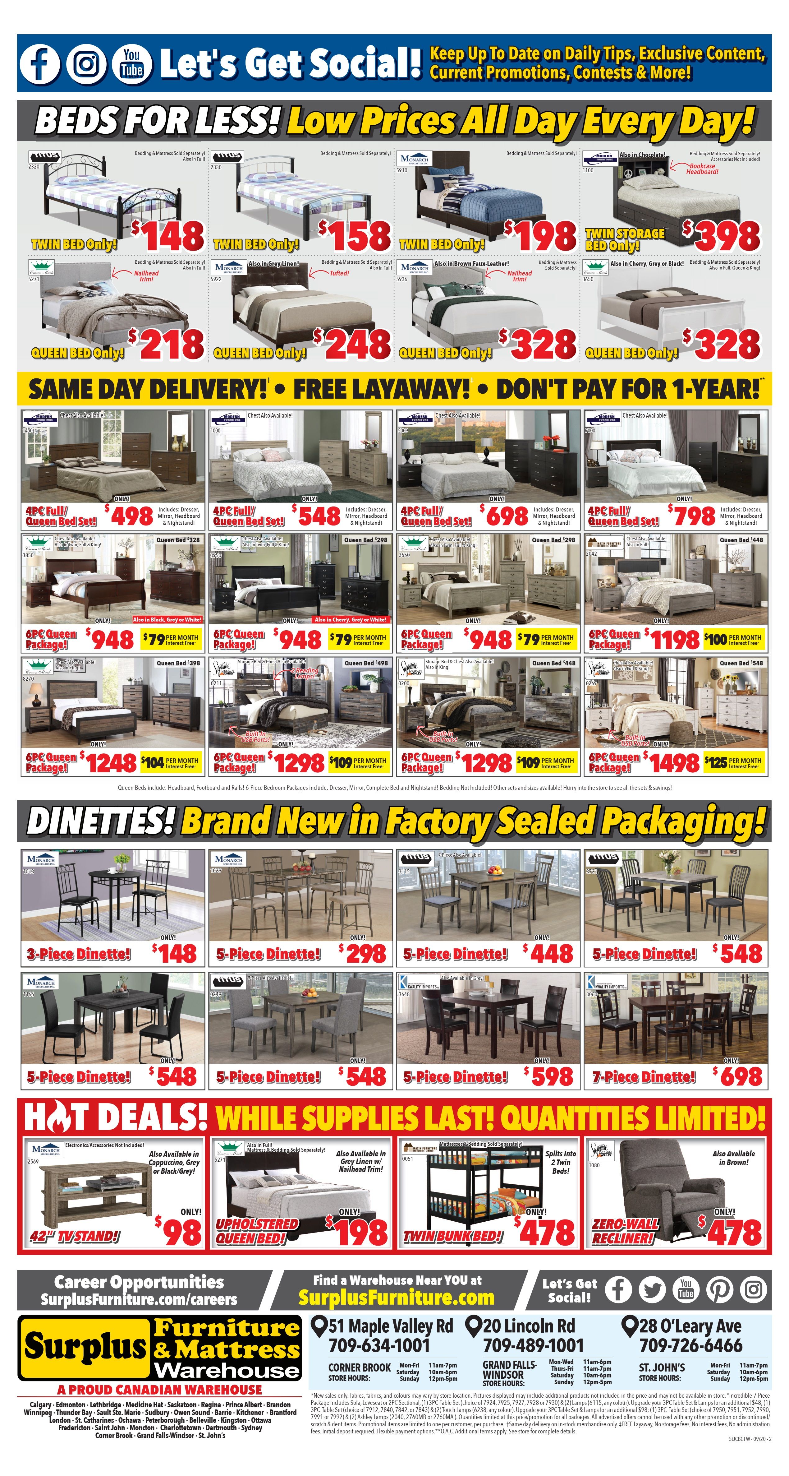 Surplus Furniture & Mattress Warehouse (Grand Falls Windsor) Flyer September 1 to 14