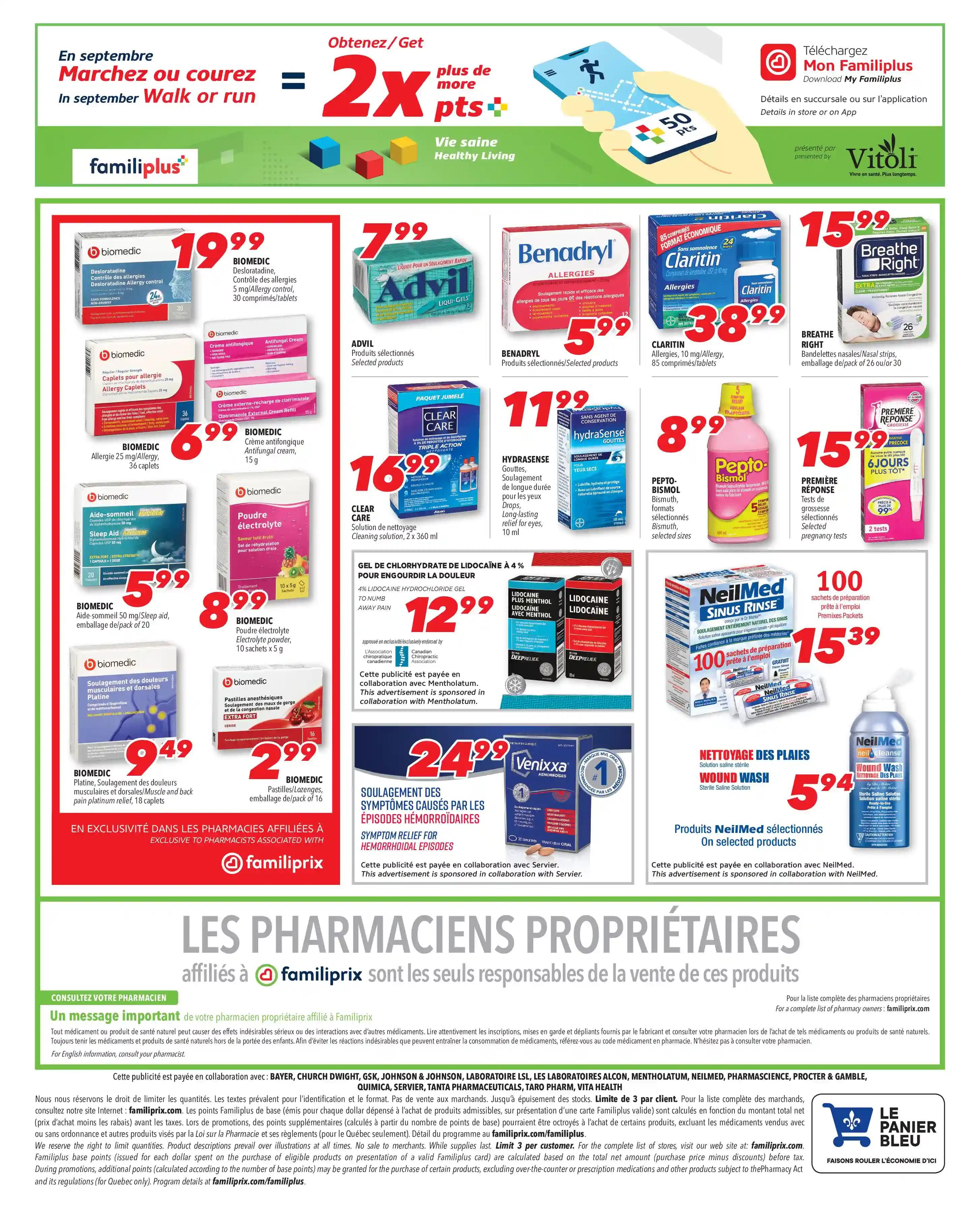 Familiprix Clinique Flyer September 3 to 9
