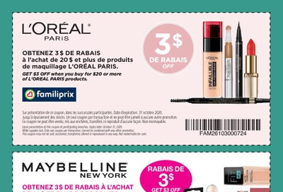 Familiprix Beauty Coupons September 3 to October 31