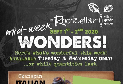 The Root Cellar Mid-Week Flyer September 1 and 2