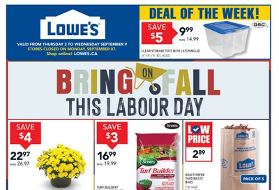 Lowe's Flyer September 3 to 9