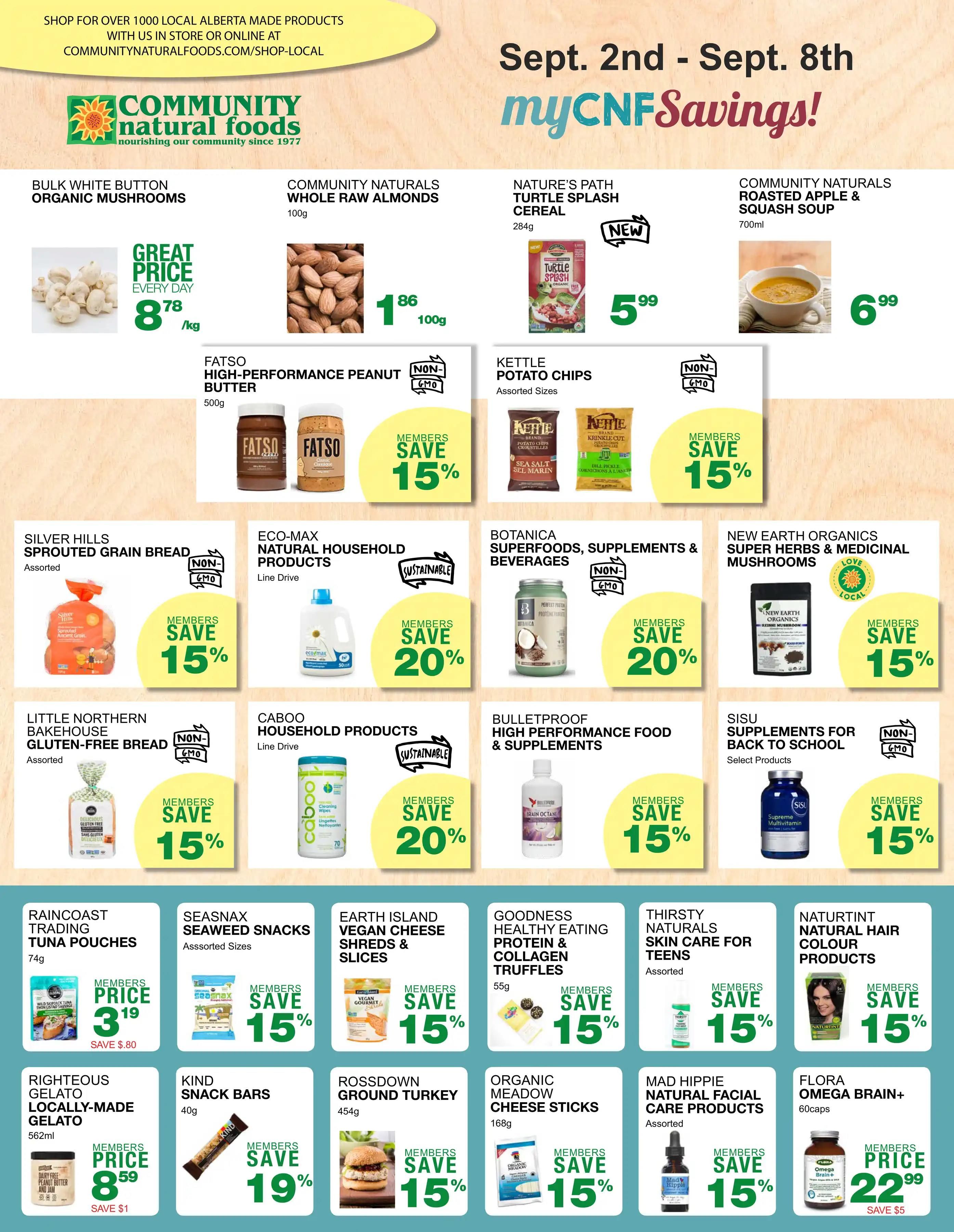 Community Natural Foods Flyer September 2 to 8