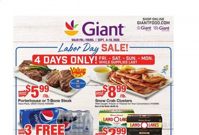 Giant Food Weekly Ad September 4 to September 10
