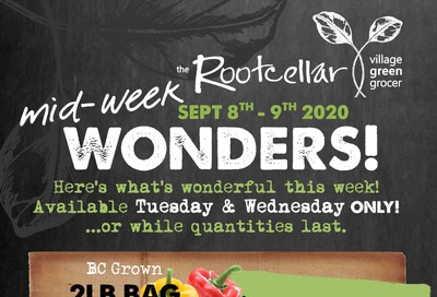 The Root Cellar Mid-Week Flyer September 8 and 9