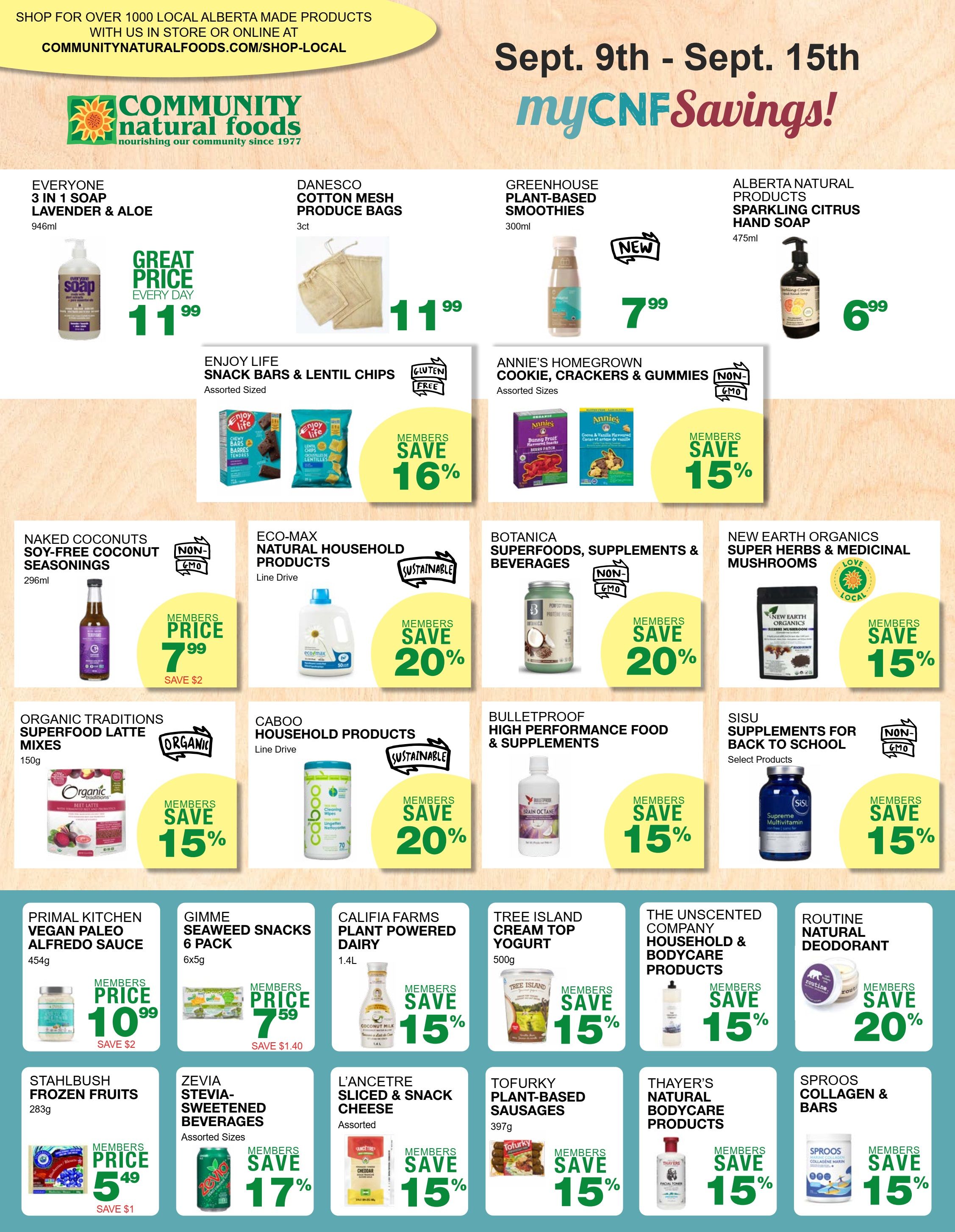 Community Natural Foods Flyer September 9 to 15