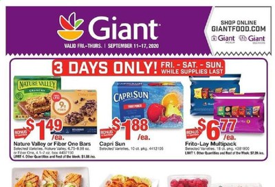 Giant Food Weekly Ad September 11 to September 17