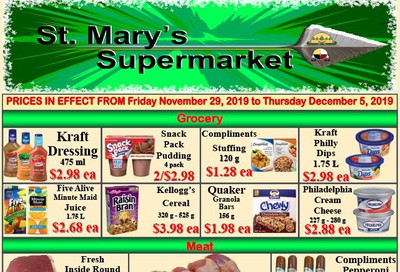 St. Mary's Supermarket Flyer November 29 to December 5