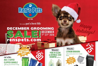 Ren's Pets Depot Monthly Grooming Flyer December 1 to 31