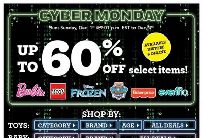 Toys R Us Cyber Monday Flyer December 1 to 4