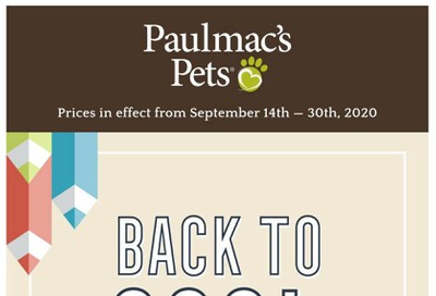 Paulmac's Pets Flyer September 14 to 30