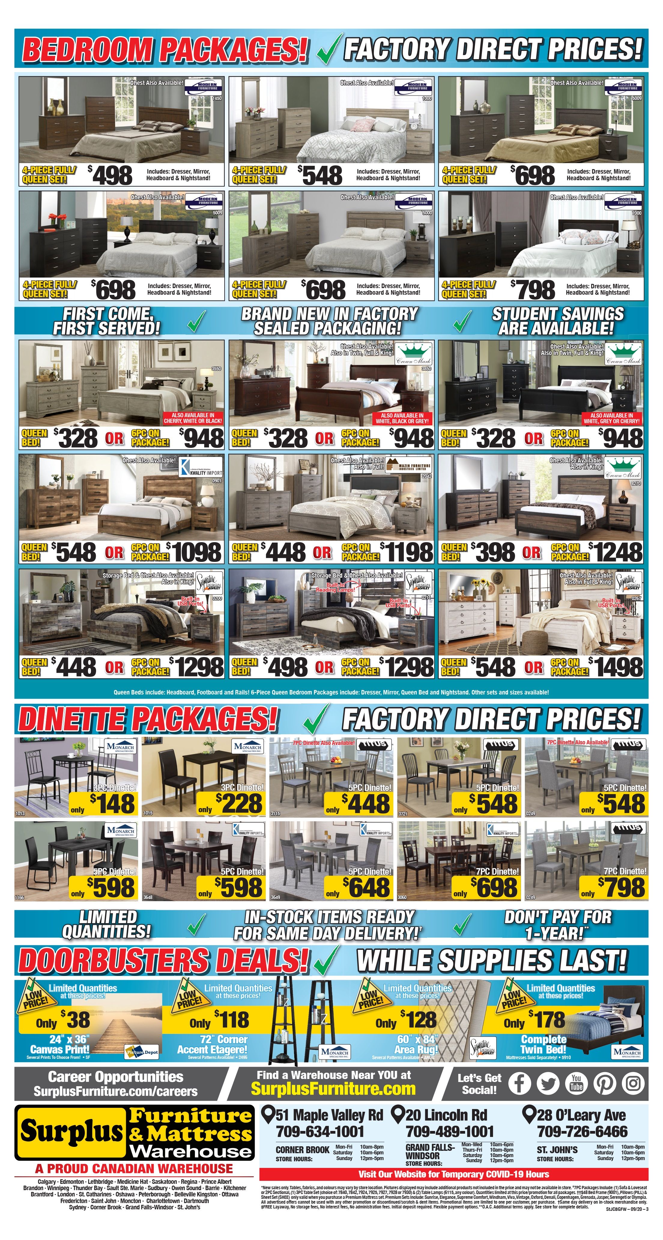Surplus Furniture & Mattress Warehouse (Corner Brook) Flyer September 15 to 28