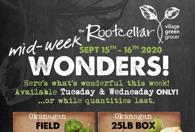 The Root Cellar Mid-Week Flyer September 15 and 16