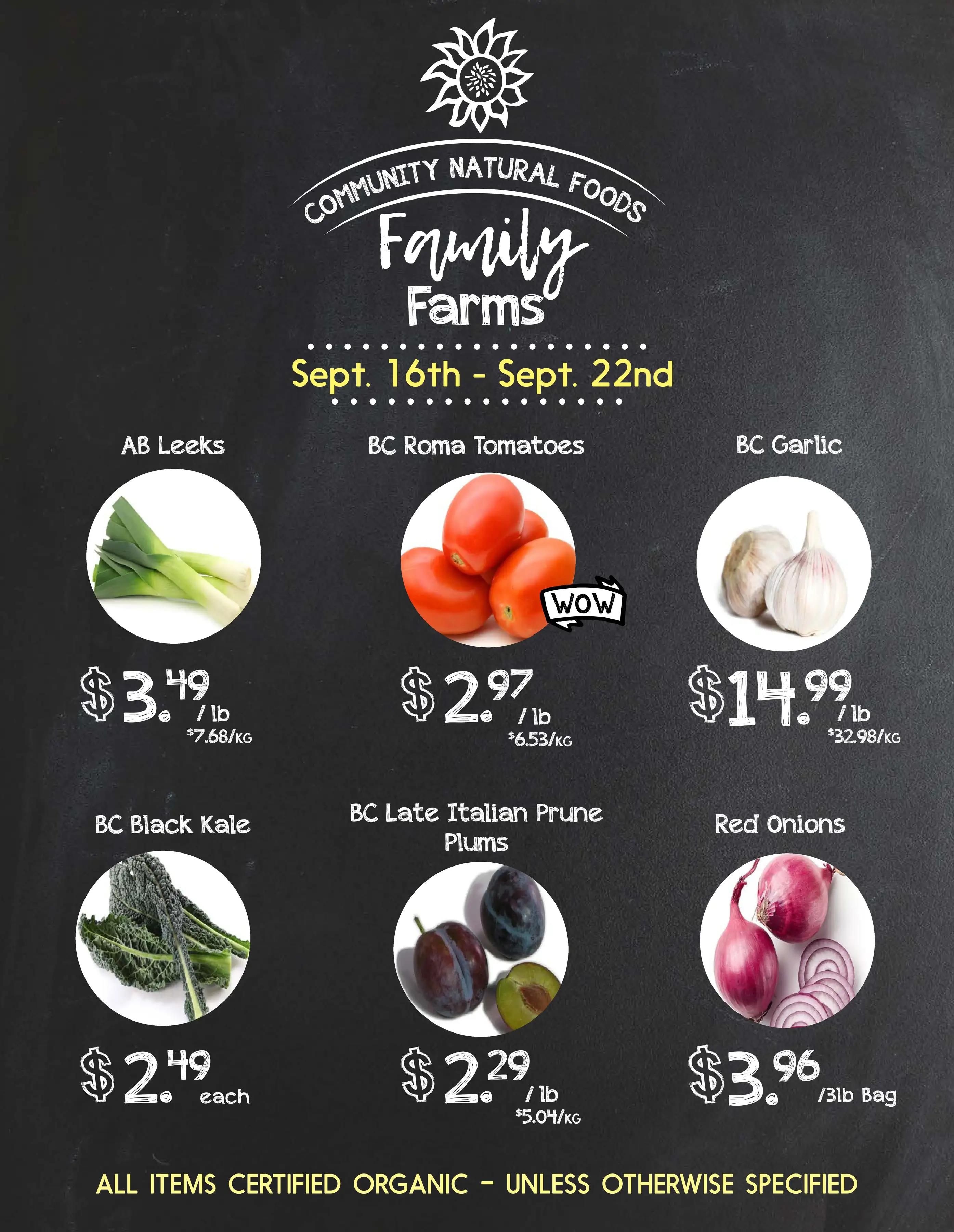 Community Natural Foods Flyer September 16 to 22