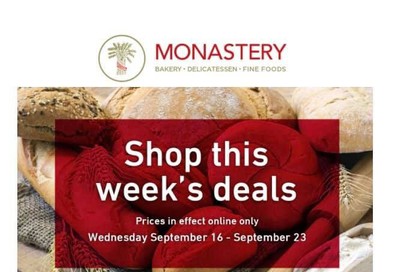 Monastery Bakery Flyer September 16 to 23