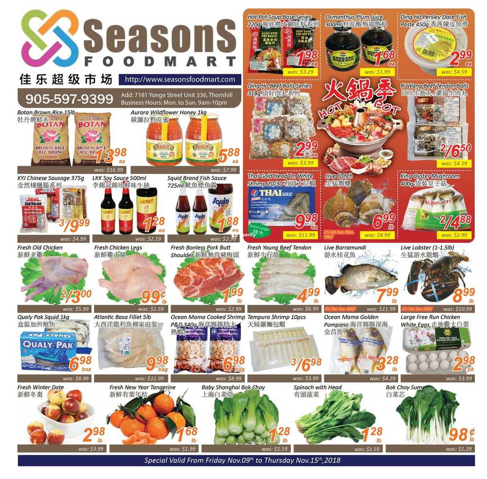 Seasons Food Mart (Thornhill) Flyer November 9 to 15 Canada