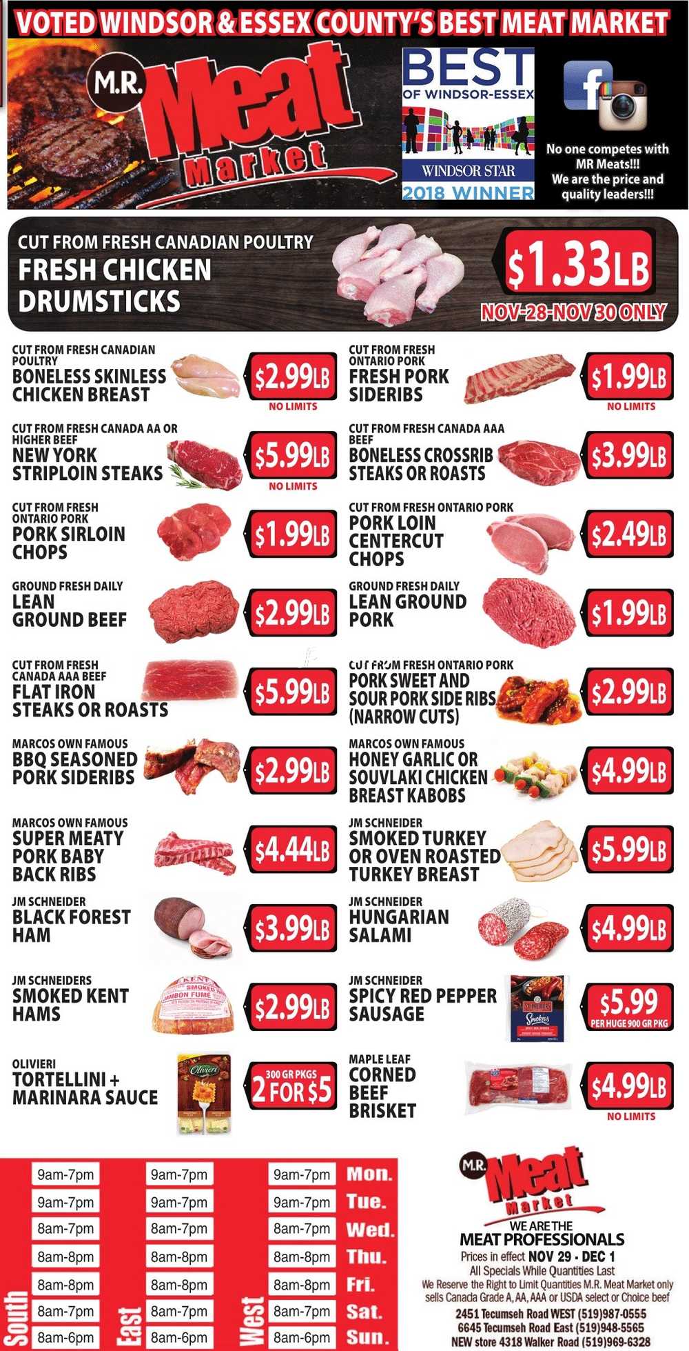 M.R. Meat Market Flyer November 29 to December 1 Canada