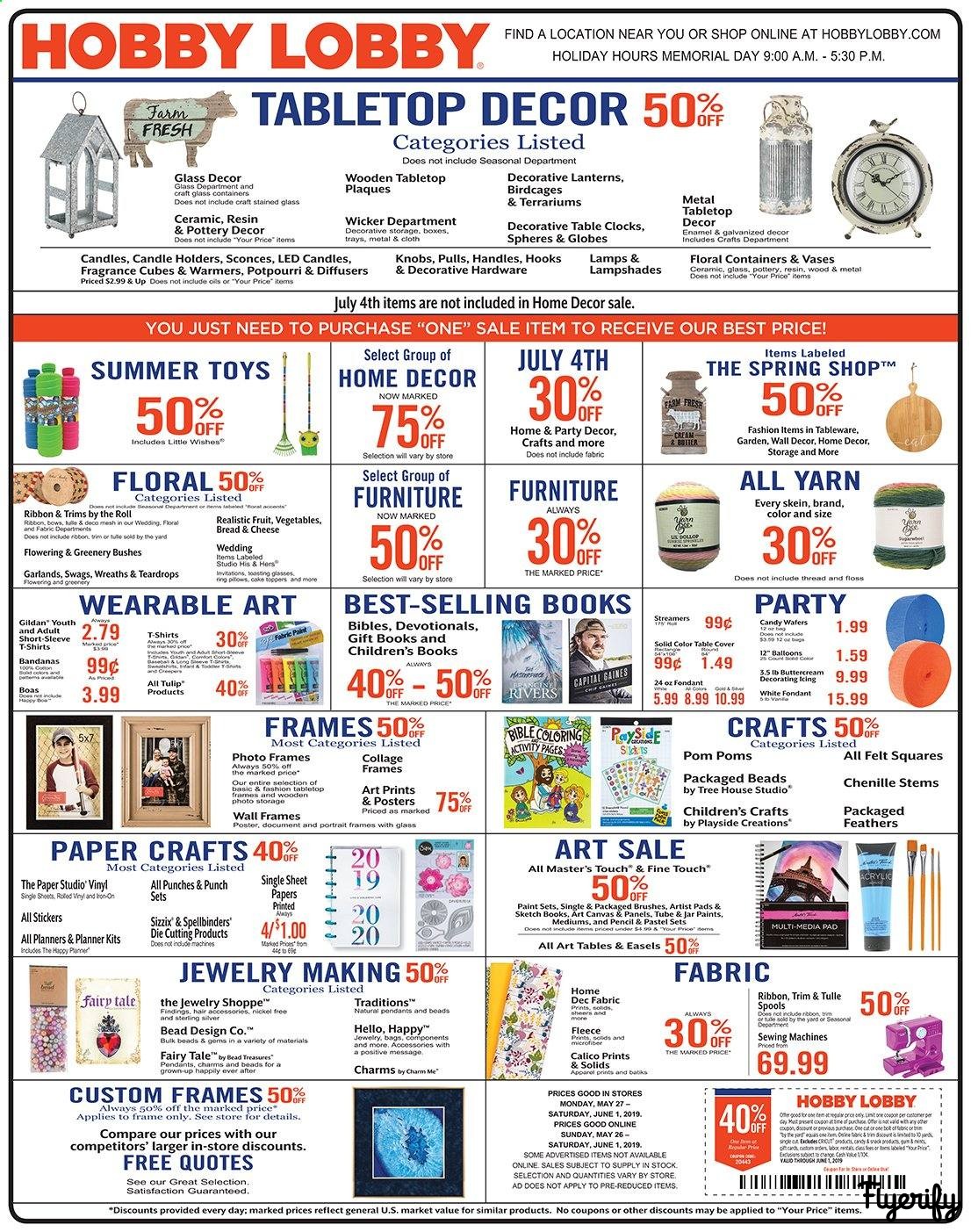 Hobby Lobby Weekly Ad & Flyer May 26 to June 1 Canada