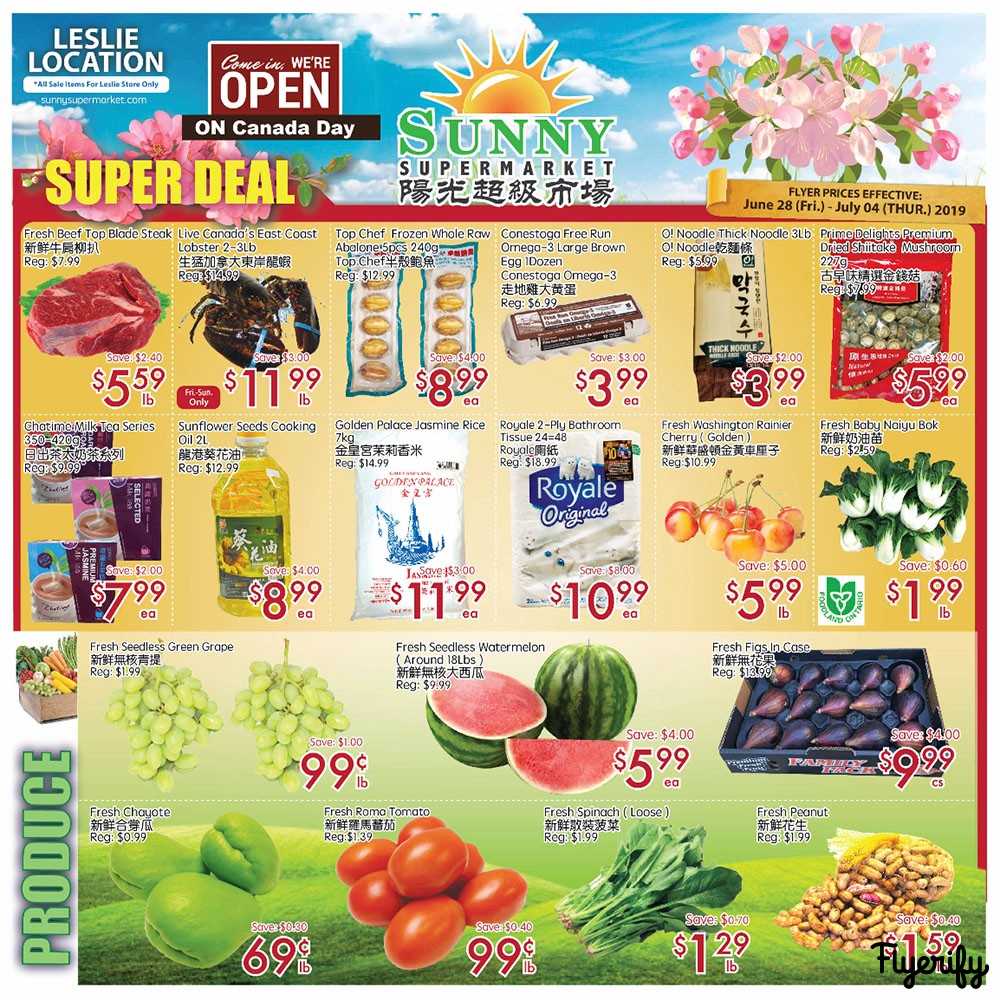 Sunny Supermarket (Leslie) Flyer June 28 to July 4 Canada