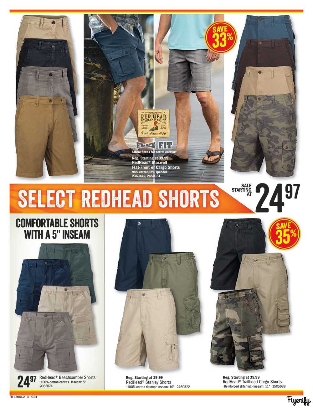 redhead stanley cargo shorts