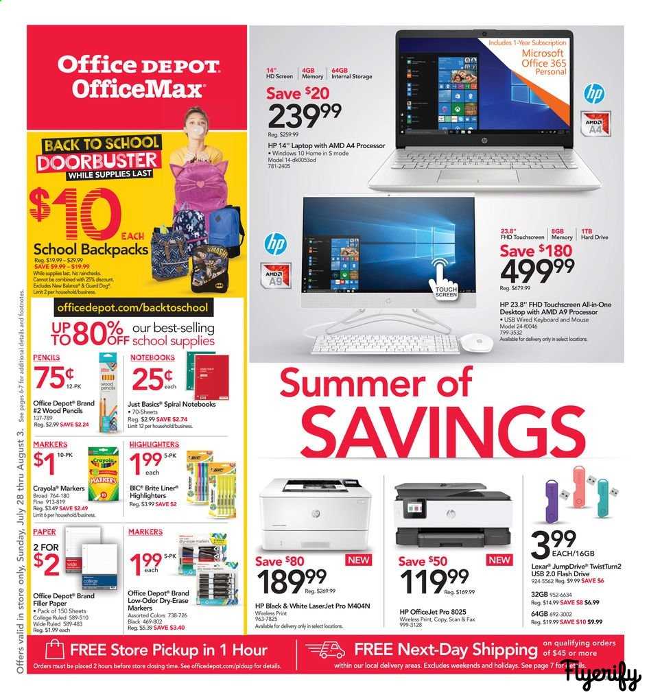 Office DEPOT Weekly Ad & Flyer July 28 to August 3 Canada