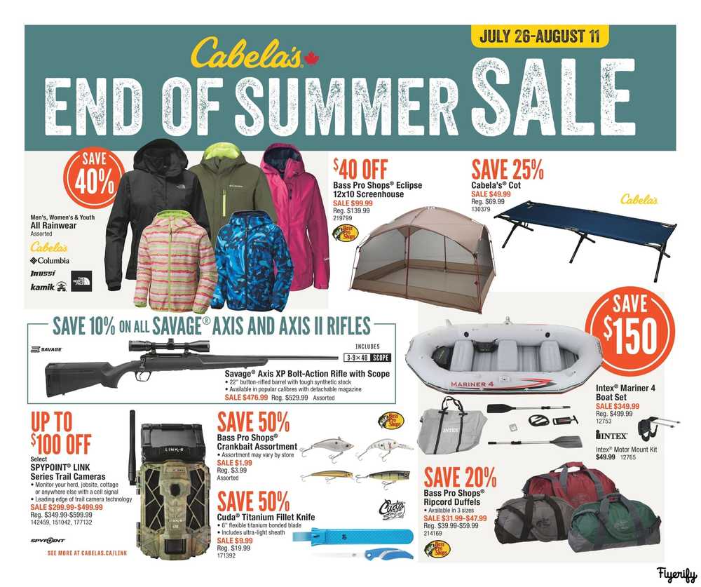 Cabela's End of Summer Sale Flyer July 26 to August 11 Canada