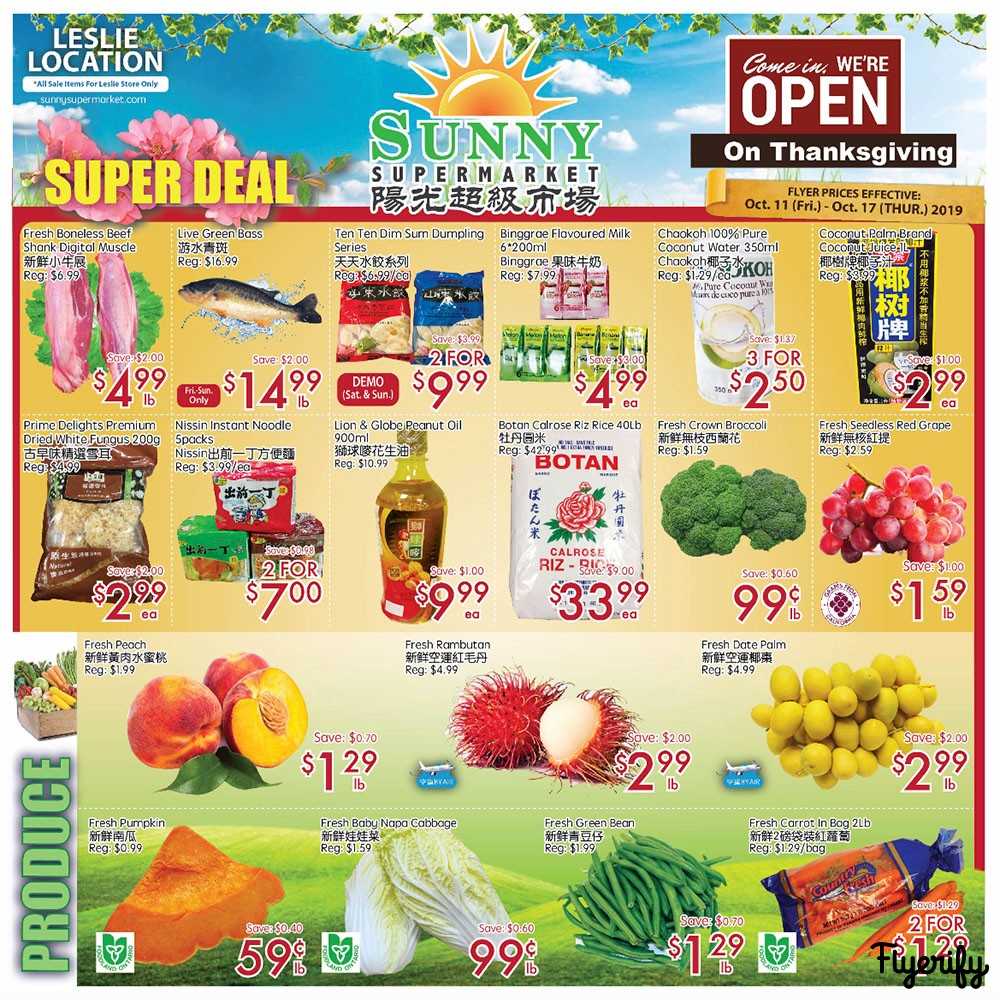 Sunny Supermarket (Leslie) Flyer October 11 to 17 Canada