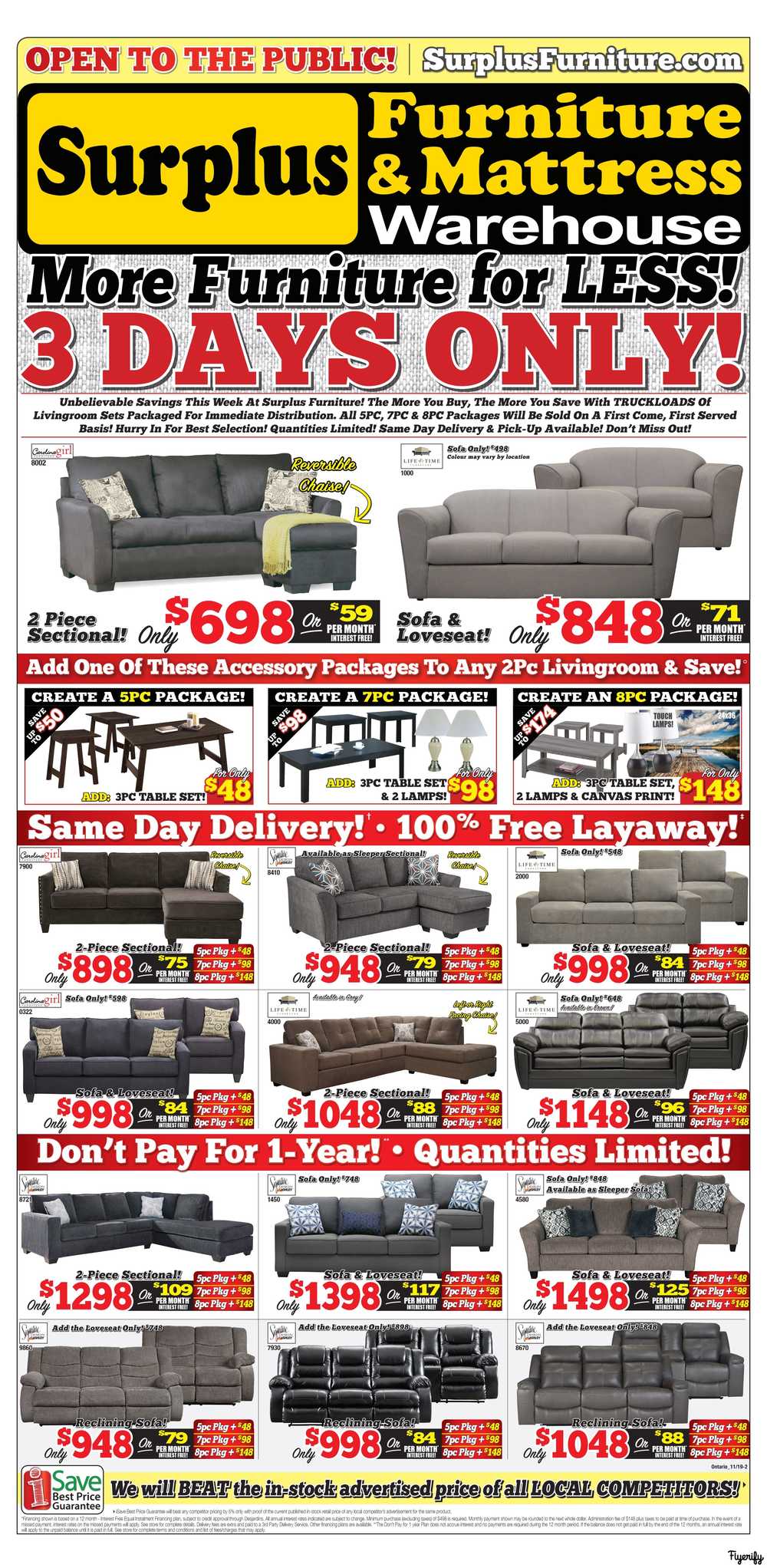Surplus Furniture Mattress Warehouse Owen Sound Flyer November