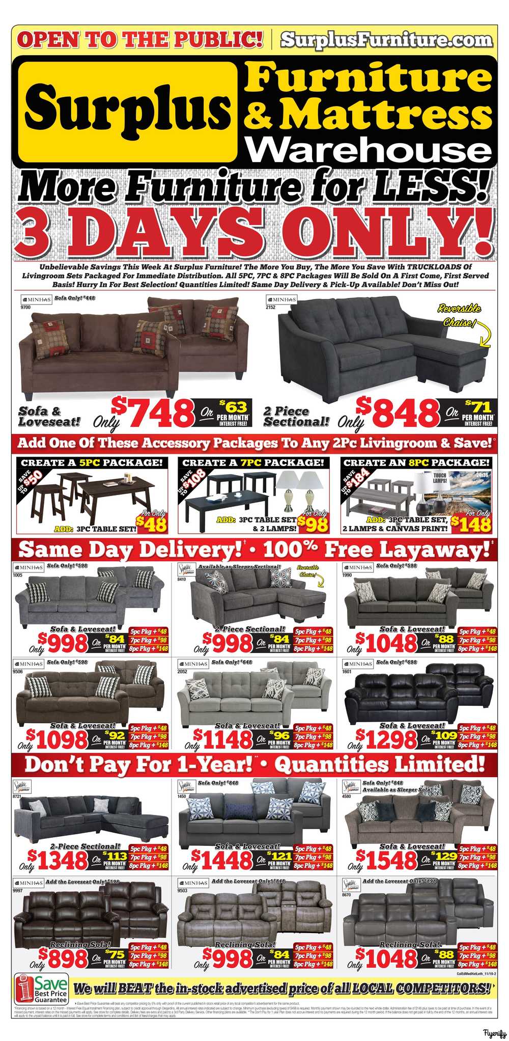 Surplus Furniture Mattress Warehouse Edmonton Flyer November