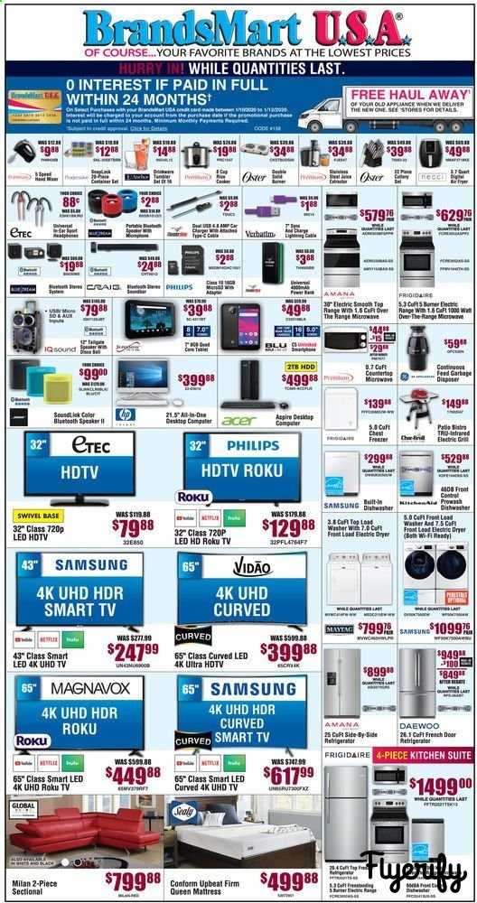 Brandsmart USA Weekly Ad & Flyer January 10 to 12 Canada