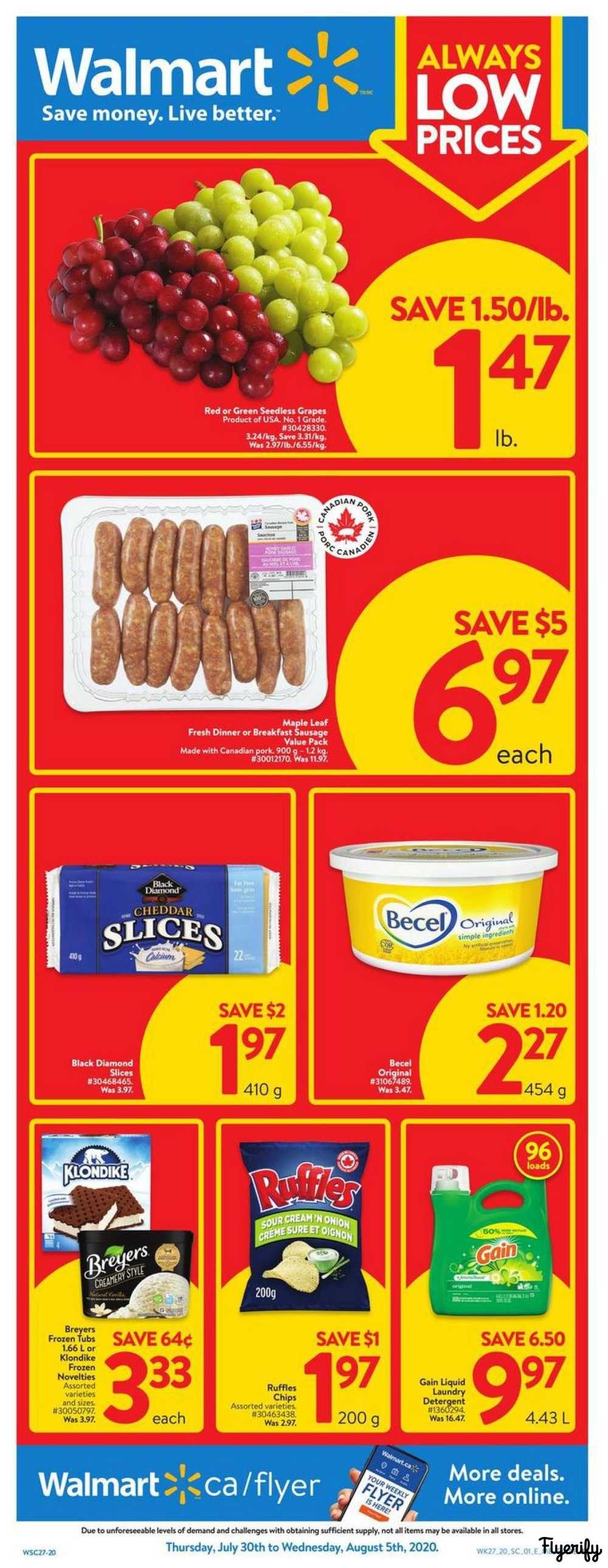 Walmart (West) Flyer July 30 to August 5 Canada