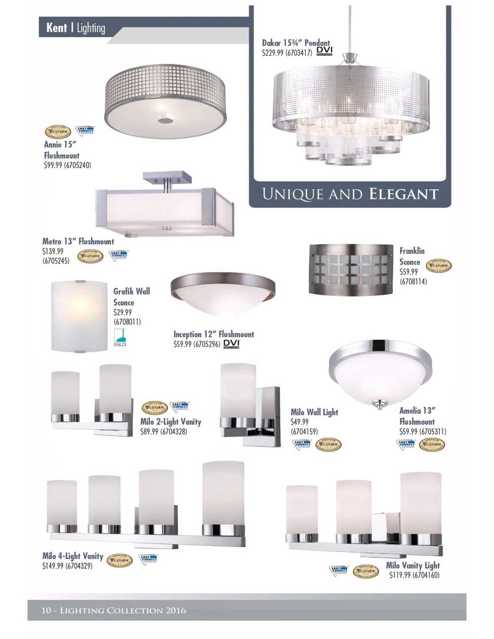 Kent Building Supplies Lighting Collection Catalogue Canada