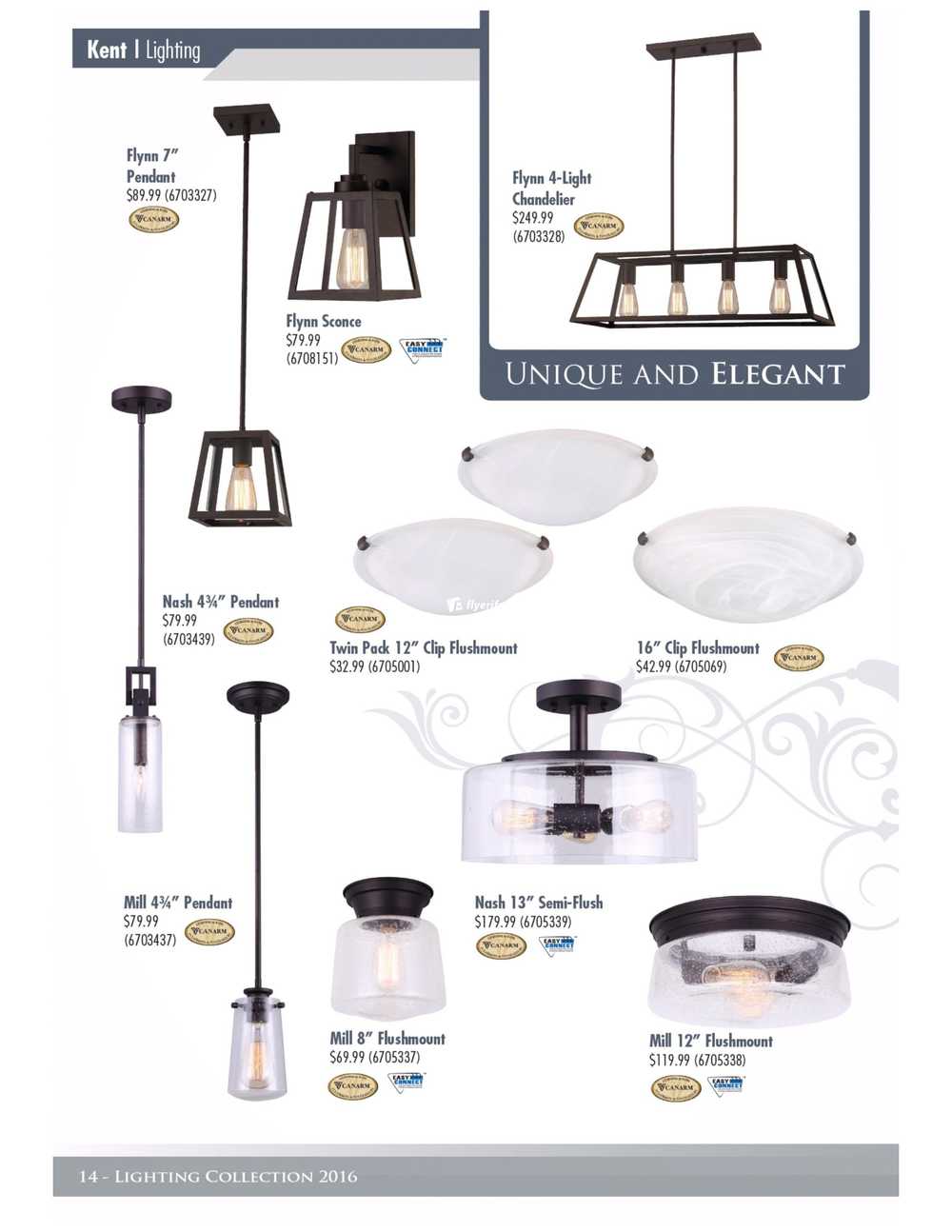 Kent Building Supplies Lighting Collection Catalogue Canada